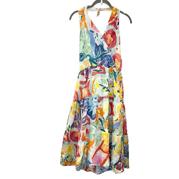 Lauren Ralph Lauren Dresses & Skirts - Ralph Lauren Lauren Womens Sz S Watercolor Floral 100% Silk Halter Midi Dress